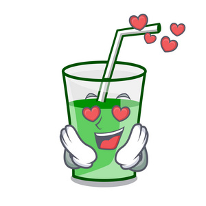 在爱绿色冰沙吉祥物卡通图片