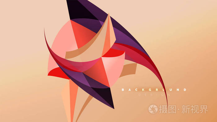 抽象背景--几何折纸风格的造型构图, 三角形低聚设计理念.