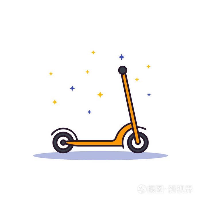 在白色上踢滑板车, 矢量插图