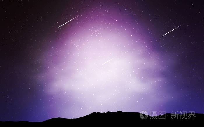 带空间星的浅紫色矢量模板.空间星在模糊的抽象背景与梯度.