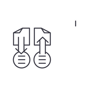 数据处理线性图标概念。数据处理线矢量符号, 符号, 插图