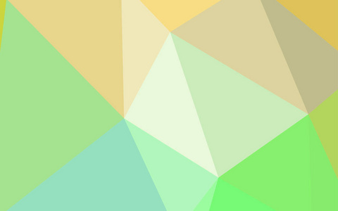 浅绿色, 黄色矢量抽象马赛克背景。带有三角形的现代抽象插图。网站的多边形设计
