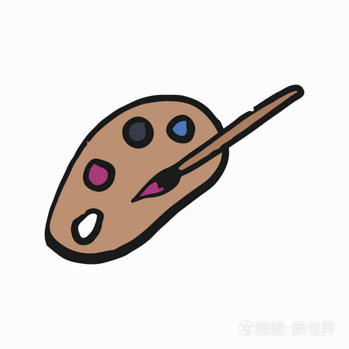 艺术家颜料调色板和画笔插图