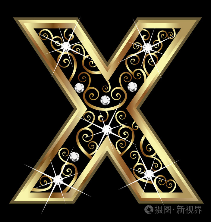 带马桶饰品黄金字母 x