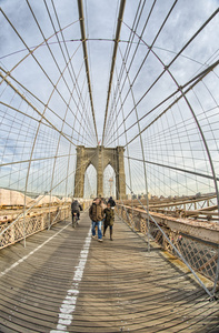 布鲁克林大桥纽约城的宏伟结构