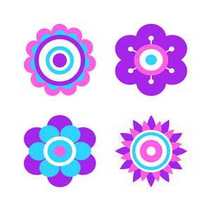 几何图形卡通由几何图形和点组成的抽象花朵照片