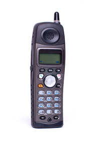 在白色背景上的黑色电话机电话图片