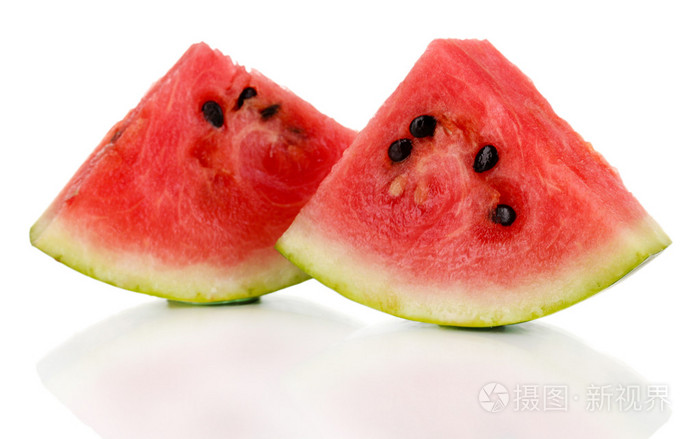 孤立在白色的甜西瓜片