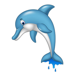 动画片海豚跳跃隔绝在白色背景上