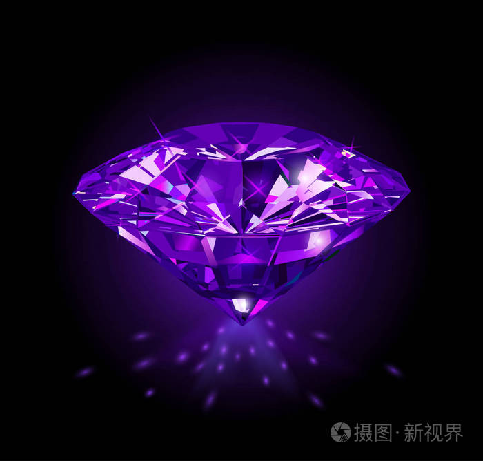 黑色背景的美丽的紫色宝石隔离 矢量插图插画 正版商用图片05jw72 摄图新视界