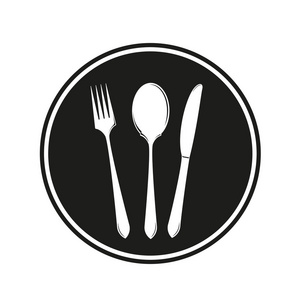 食品标识叉勺刀碟帧背景矢量图像
