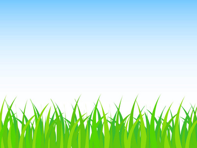 从绿色的草地和晴朗的天空创造的简单而精彩的背景设计