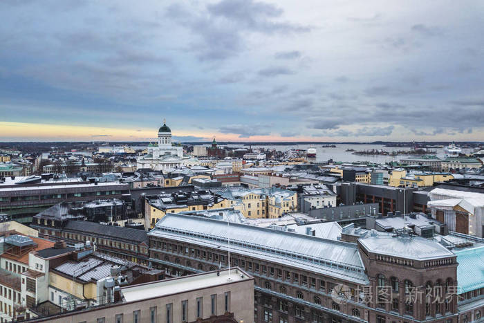 芬兰赫尔辛基中心鸟瞰图