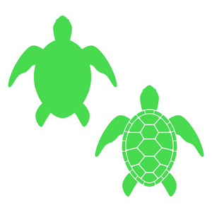 海龟。龟剪影。在白色背景上隔离的矢量图标