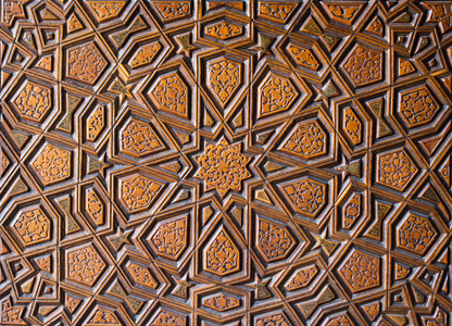 奥斯曼土耳其艺术与几何图案的木材