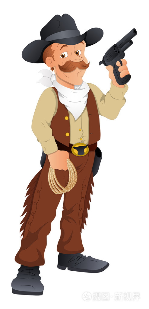 带矢量字符插画的牛仔