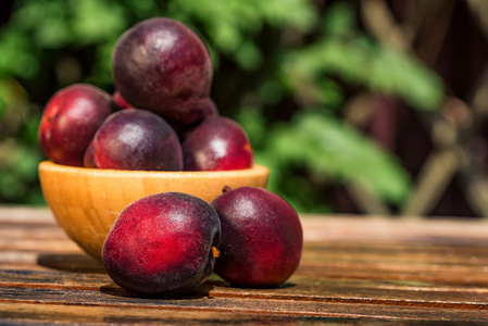 Pluot, 梅花与杏在木碗中的混合