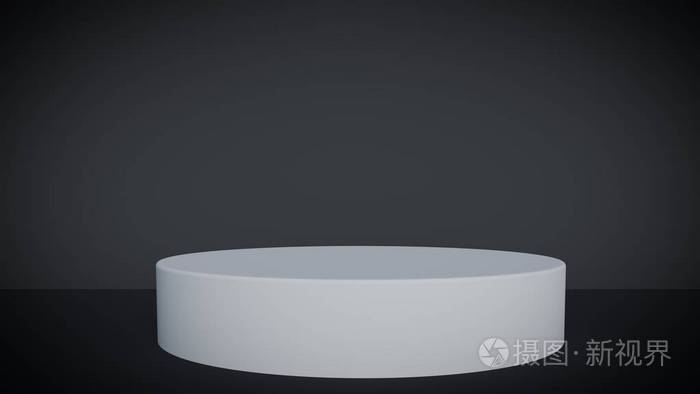 灰色演播室环境中的3d 简约圆形展示台的插图版本