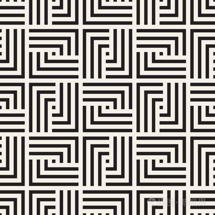 矢量无缝线拼接图案.现代时尚的抽象质感.使用带区元素重复几何图块