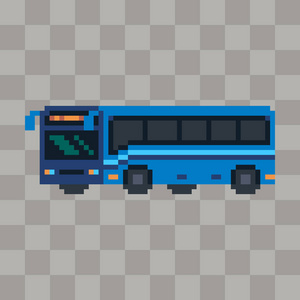 像素艺术蓝色巴士车图标