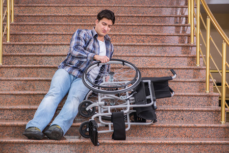 残疾人轮椅有楼梯障碍