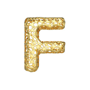 字母 f 大写.黄金字体由黄色蜂窝框架组成.