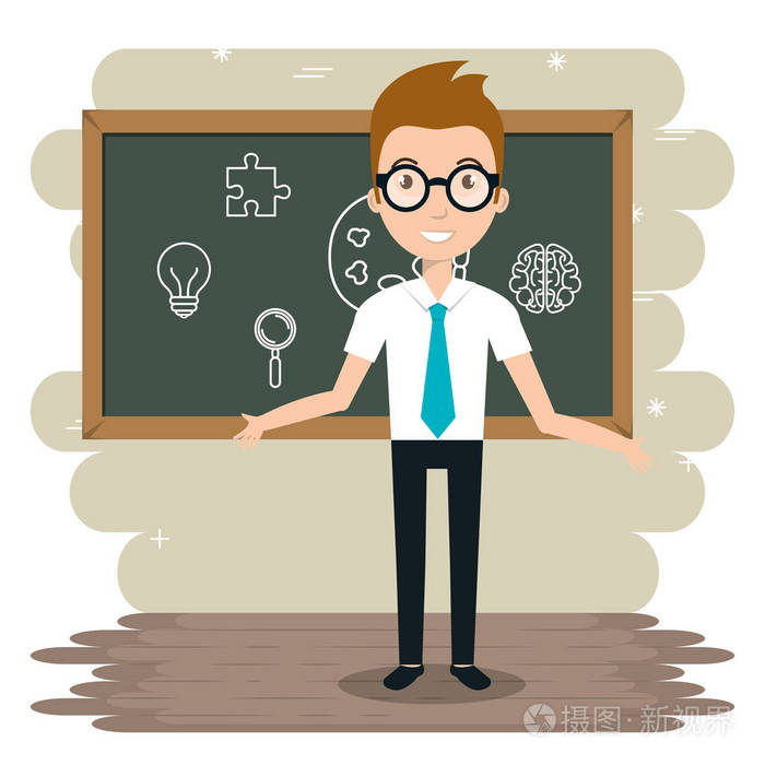 教室里的男老师插画-正版商用图片05kxay-摄图新视界