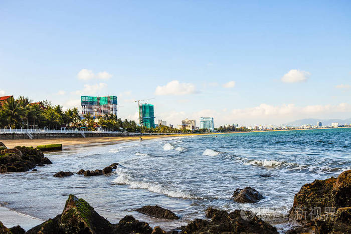 越南平亭省归仁滩线鸟瞰