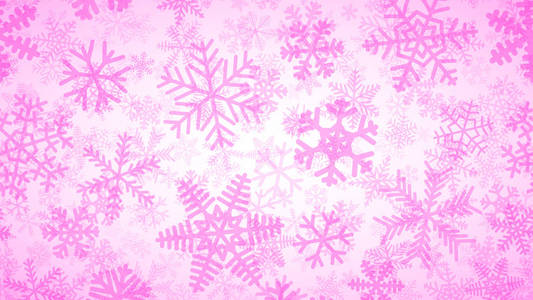 圣诞节背景的许多不同形状的雪花, 大小和透明度。粉红色白色