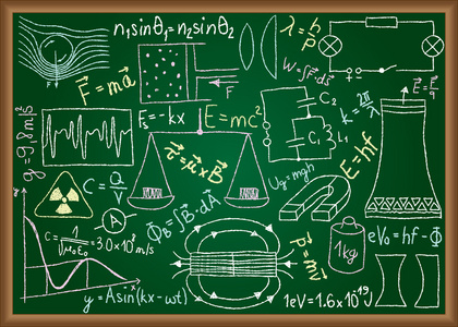 物理涂鸦和黑板上的方程
