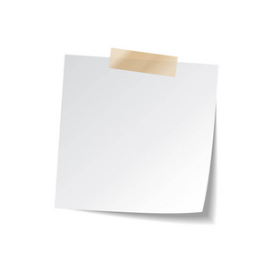 带磁带和阴影的粘纸便笺在白色背景上被隔离。空白
