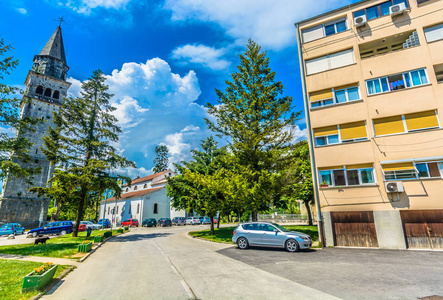 Pazin 建筑多姿多彩的风景。风景秀丽, 位于 Pazin 镇的伊斯特拉地区。选择性对焦