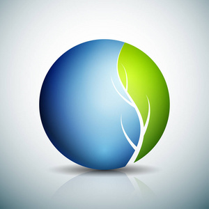 公司球形绿色标志与树标志载体例证生态学概念