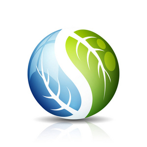 公司球形绿色标志与叶子标志载体例证生态学概念