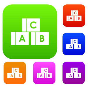 字母 A, B, C 集集合的字母表立方体