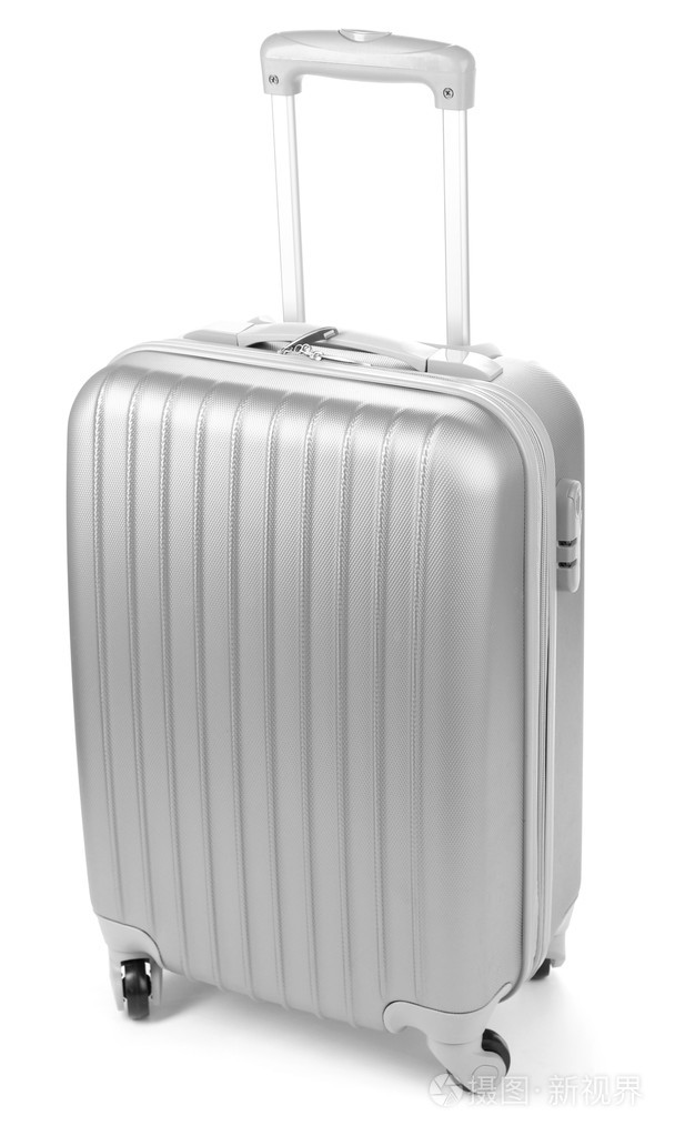 孤立在白色的银色手提箱