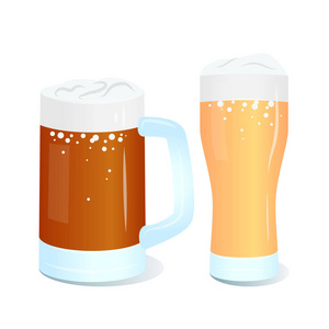 一套啤酒眼镜图标。可用于酒精饮料菜单设计