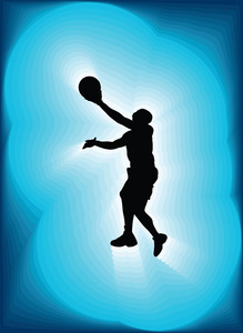 在行动中的篮球运动员。矢量插画