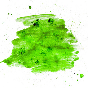 绿色 blob 水彩笔触隔离上白色的表现力