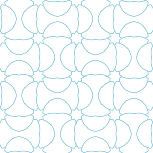 白色和蓝色的几何装饰品。网络纺织品和墙纸无缝模式