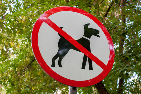 城市黑红色白色圆的标志禁止遛狗