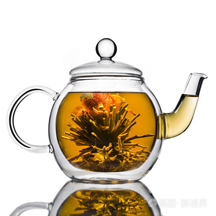 孤立在白色背景上的中国花茶玻璃壶照片 正版商用图片05lnj4 摄图新视界 孤立在白色背景上的中国花茶玻璃壶照片 正版商用图片05lnj4 摄图新视界