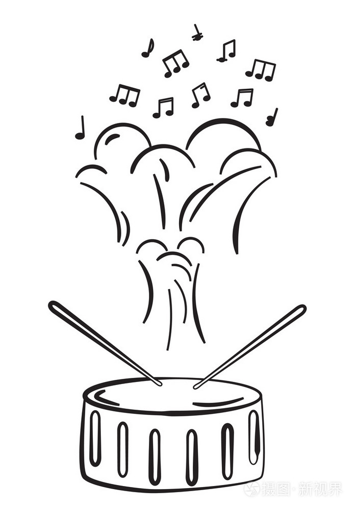 鼓和笔记剪影矢量格式插画-正版商用图片05lnke-摄图新视界