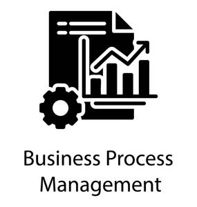 业务流程管理图标使用条形图表示进度箭头和齿轮
