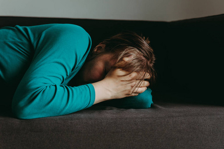 绝望自闭症被强调的妇女, 绝望和消沉照片