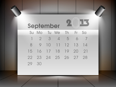 2013 年 9 月的日历。10 eps