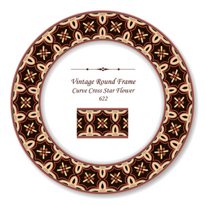 复古圆复古框架曲线十字星花, 古董风格模板理想的邀请或贺卡设计