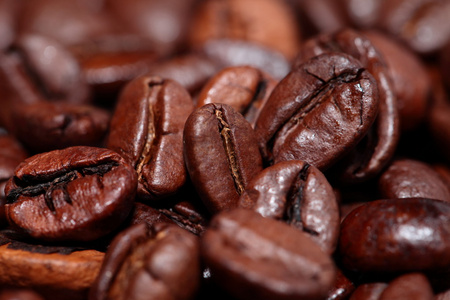 咖啡豆背景的特写