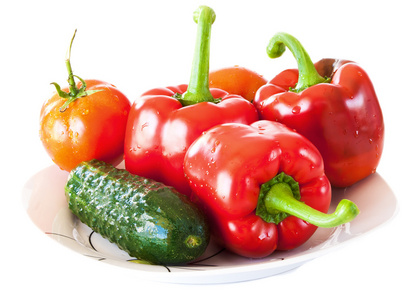 在一盘蔬菜照片