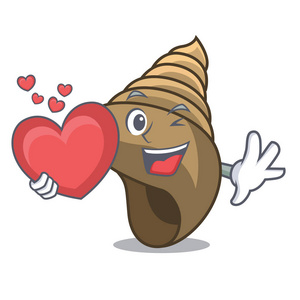 海螺插画用心螺旋壳吉祥物卡通矢量插画照片